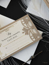 Golden Hollywood Lasercut Gate, Great Gatsby Wedding Invitation with Belly Band Monogram