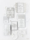 White Winter a Snowflake Laser Cut band Wedding Evening Invitation with Glitter Backing