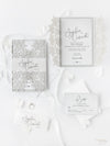 White Winter a Snowflake Laser Cut Gatefold Wedding Day Invitation with Glitter Backing