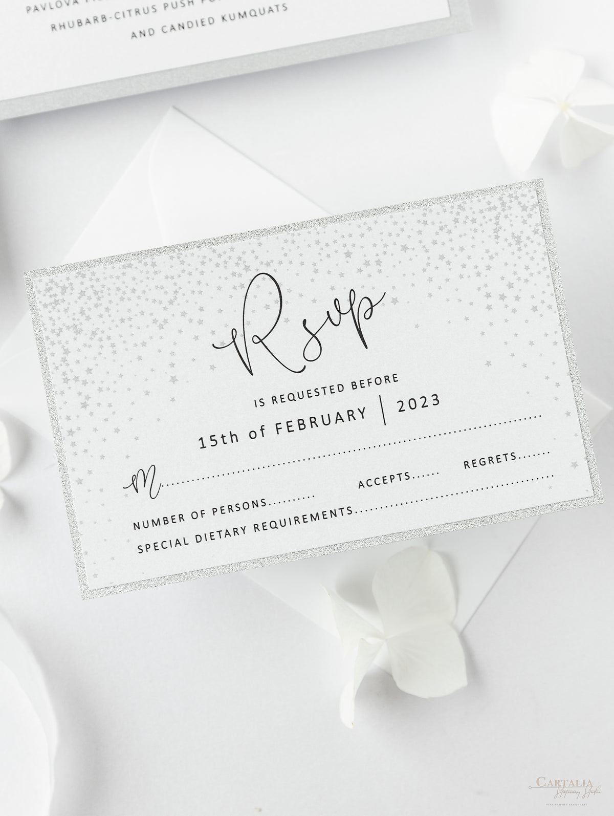 White Winter a Snowflake RSVP Card