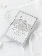 White Winter a Snowflake Laser Cut band Wedding Evening Invitation with Glitter Backing