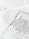 White Winter a Snowflake Laser Cut band Wedding Evening Invitation with Glitter Backing