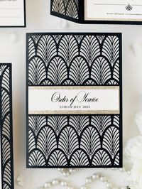 Luxury Glittering Art Deco 20s Gatsby Gate Laser cut Order of Service