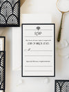Luxury Glittering Art Deco 20s Gatsby Gate Black Tie RSVP / Extra Card with Envelope