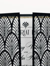Luxury Glittering Art Deco 20s Gatsby Gate Laser Cut Gatefold Wedding Day Invitation with Gold envelopes