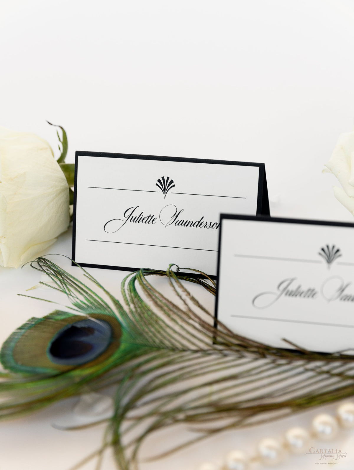 Black Art Deco Great Gatsby Place Card