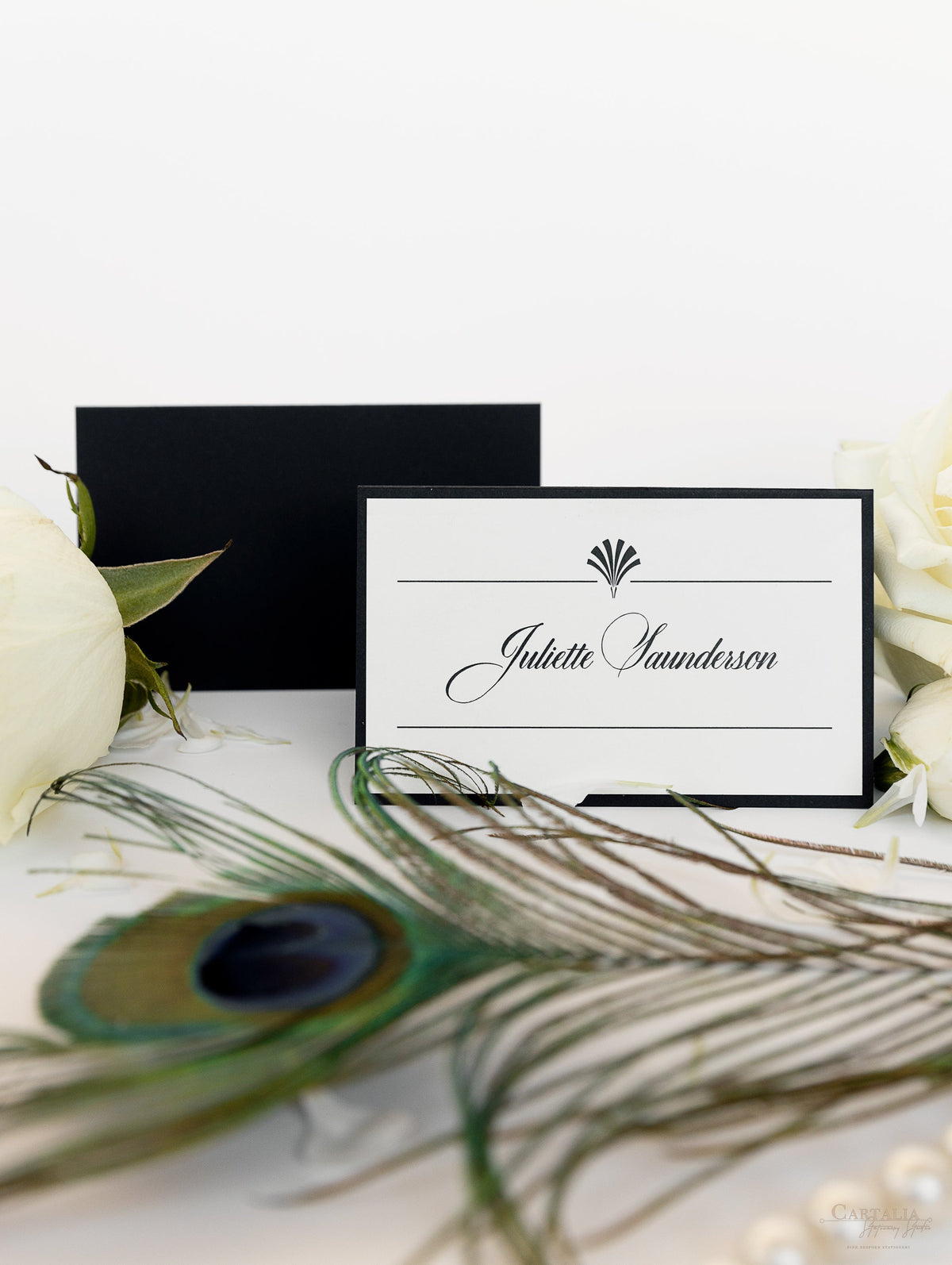 Black Art Deco Great Gatsby Place Card