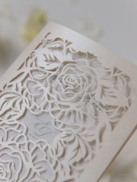 Classic Elegance Laser cut Cream and Champagne Metallic Colours Order of Service / Menu