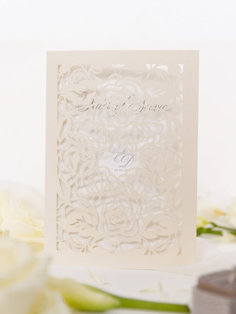 Classic Elegance Laser cut Cream and Champagne Metallic Colours Order of Service / Menu