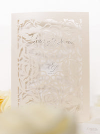 Classic Elegance Laser cut Cream and Champagne Metallic Colours Order of Service / Menu