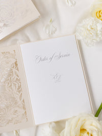 Classic Elegance Laser cut Cream and Champagne Metallic Colours Order of Service / Menu