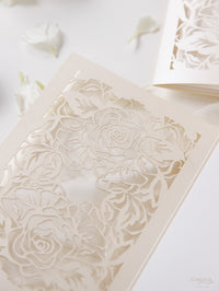 Classic Elegance Laser cut Cream and Champagne Metallic Colours Order of Service / Menu