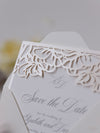 Classic Elegance Laser cut Save The Date Card In Champagne