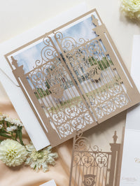 Gold Luxury Your Own Venue Ornamental Gate Laser Cut Gate | Château de la Valouze