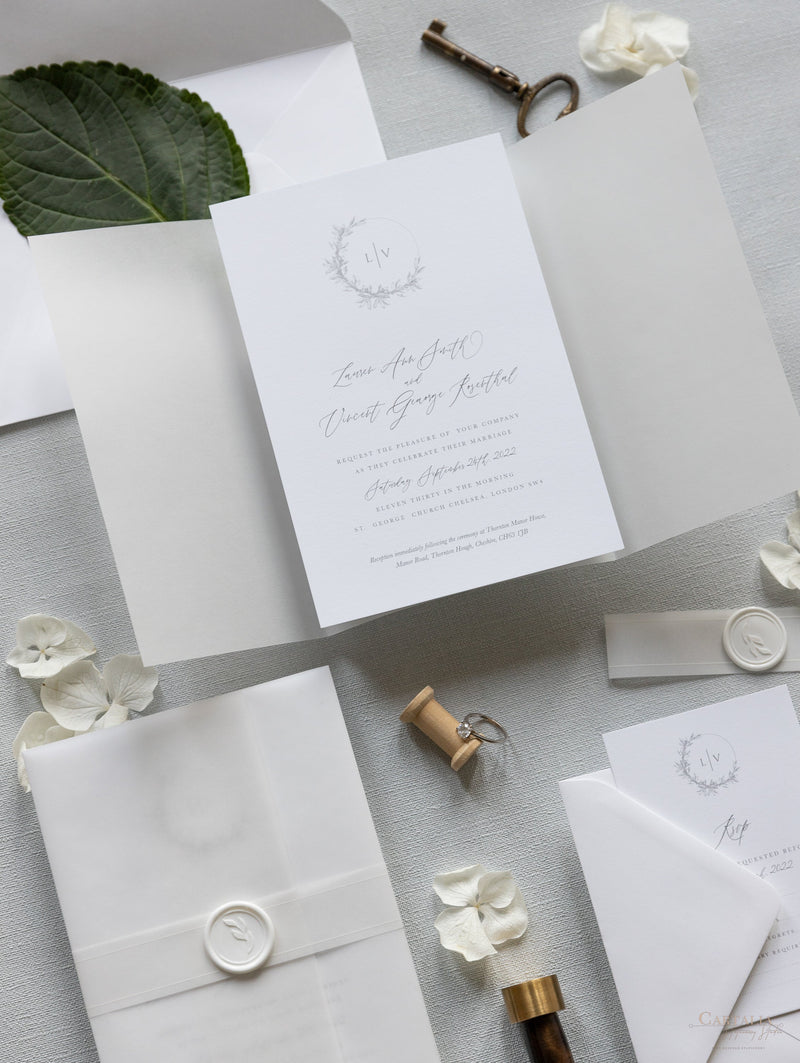 Vellum Wrap Wax Seal Wedding Invitations – All That Glitters Invitations