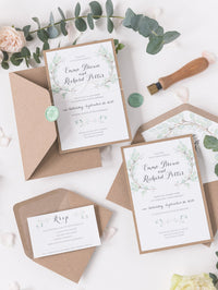 Sage Eucalyptus Wedding Day Invitation with Wax Seal