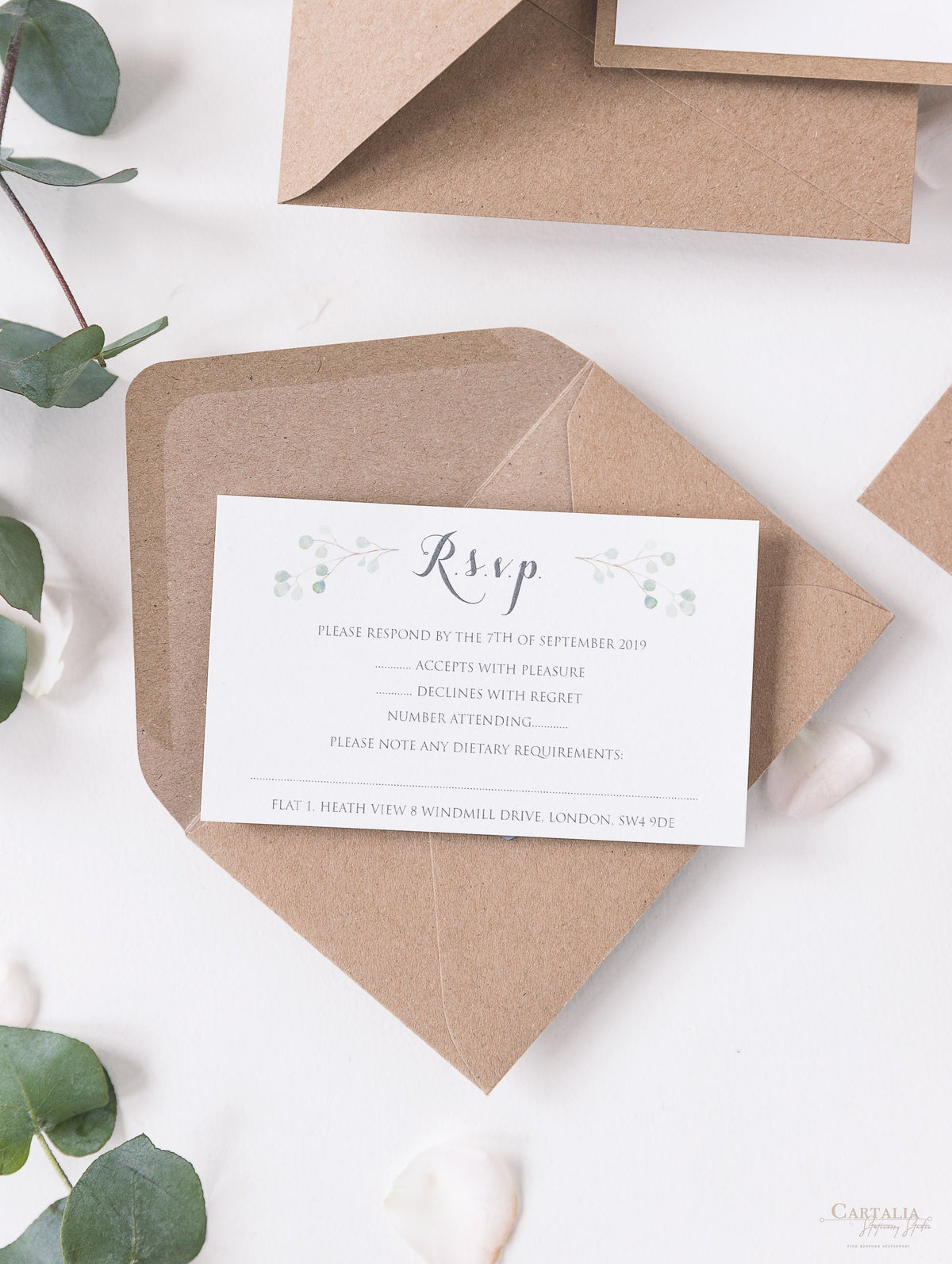 Sage Eucalyptus Wedding Day Invitation with Wax Seal