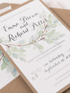 Green Watercolour Leaf Rustic Wedding Evening Invitation