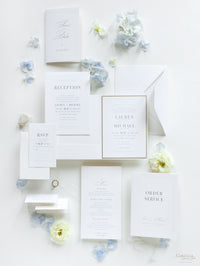 Pearl Detailed Embossed Pocket Fold Invitation Suite with Reception & RSVP