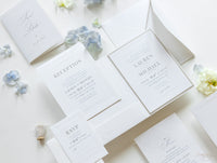 Pearl Detailed Embossed Pocket Fold Invitation Suite with Reception & RSVP