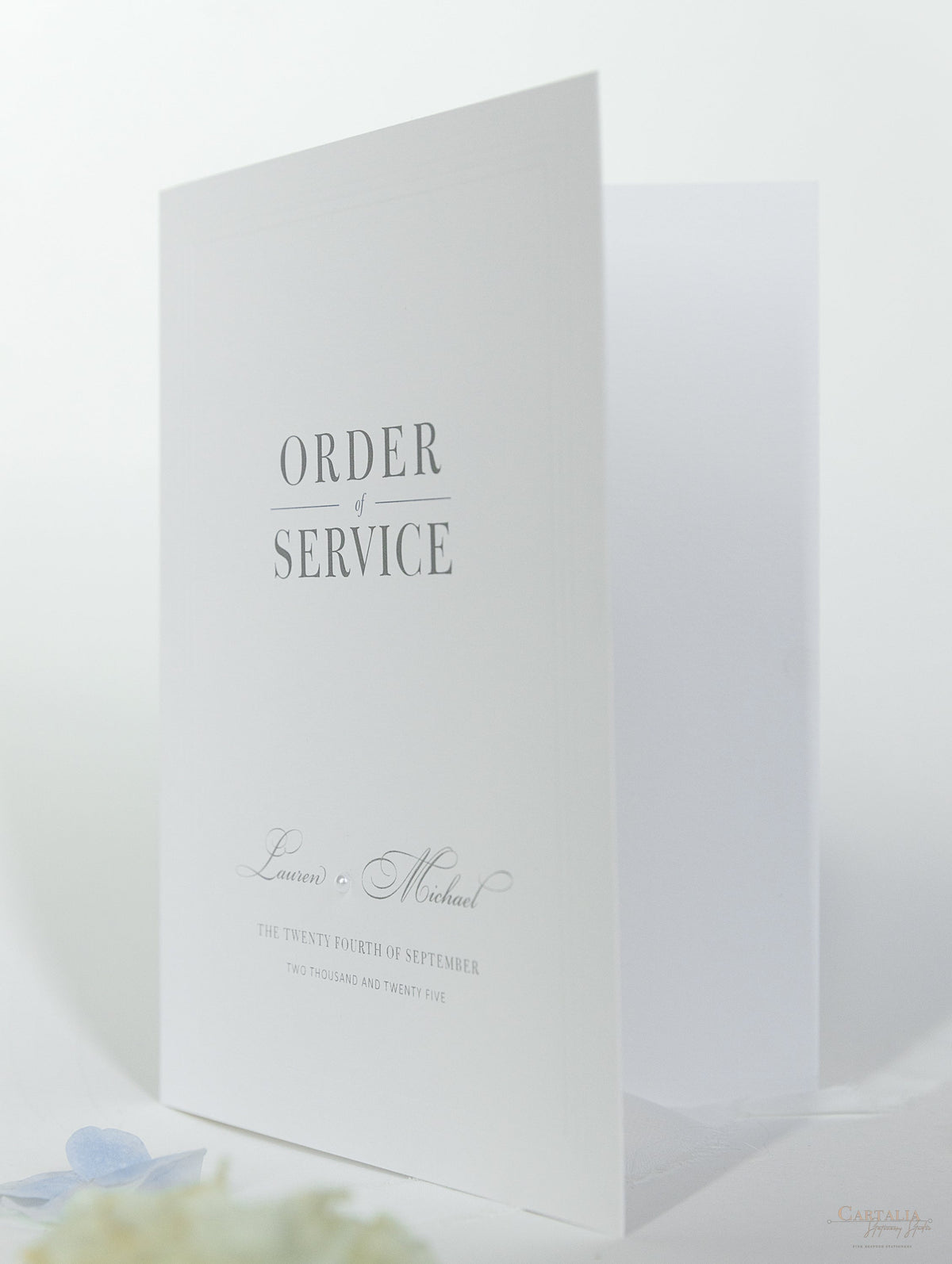 Embossed Order Of Service with Pearl Detail