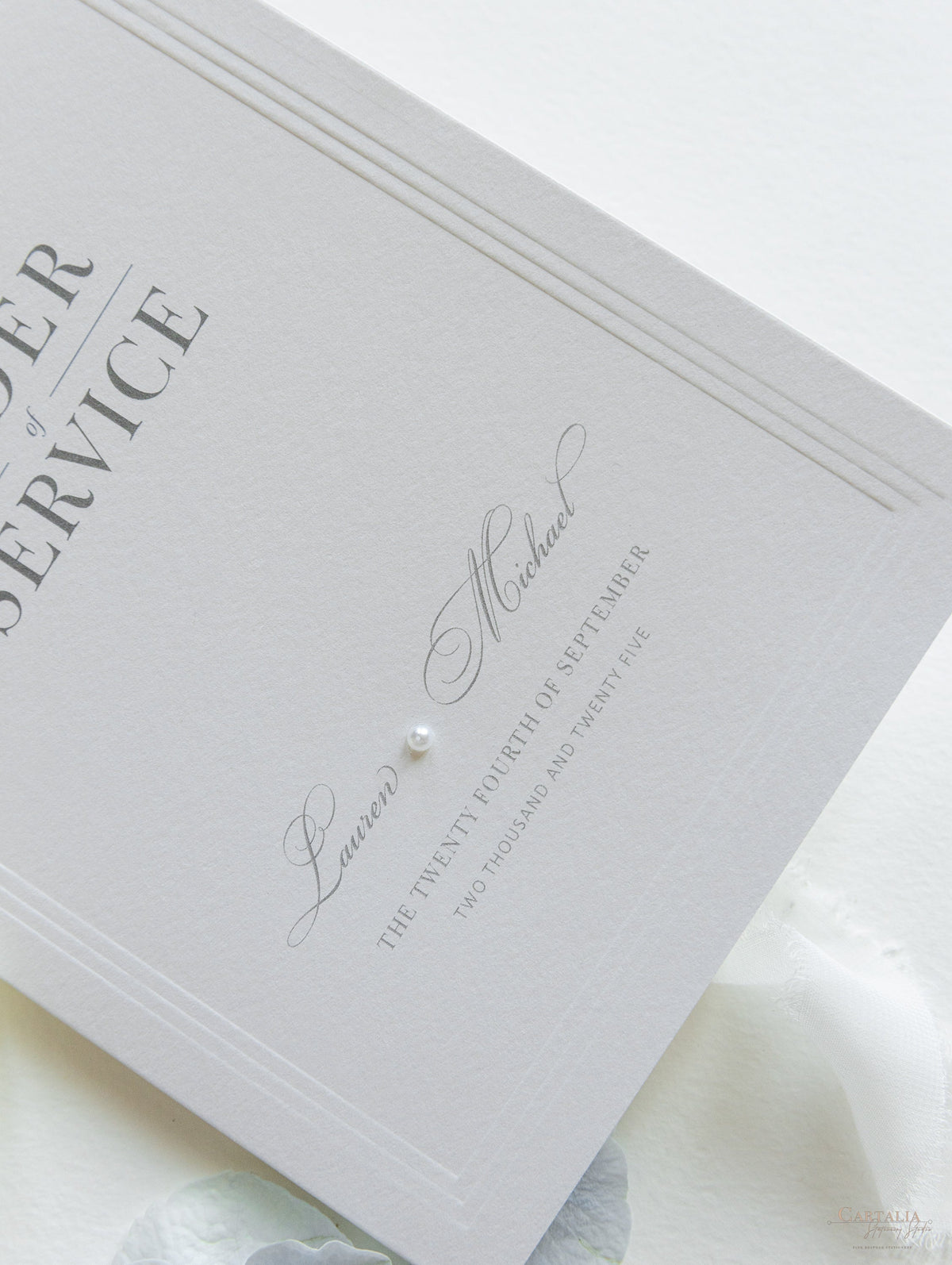 Embossed Order Of Service with Pearl Detail