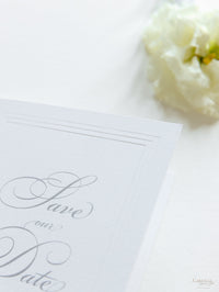 Embossed Save The Date Cards with Pearl Detail