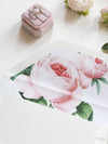 Luxury Gold Foil and Cream Romantic Roses Pocket Fold  Invitation with Parchment Belly Band + Envelopes