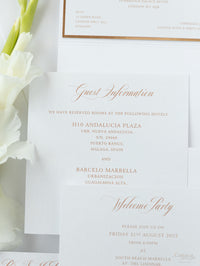 Bolsillo Cuadrado Invitación de boda con monograma cortado con láser de lámina de oro rosa