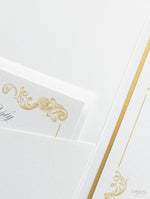Juego de boda Regal Gold, bolsillo cuadrado color marfil, lámina dorada y color crema con lámina dorada