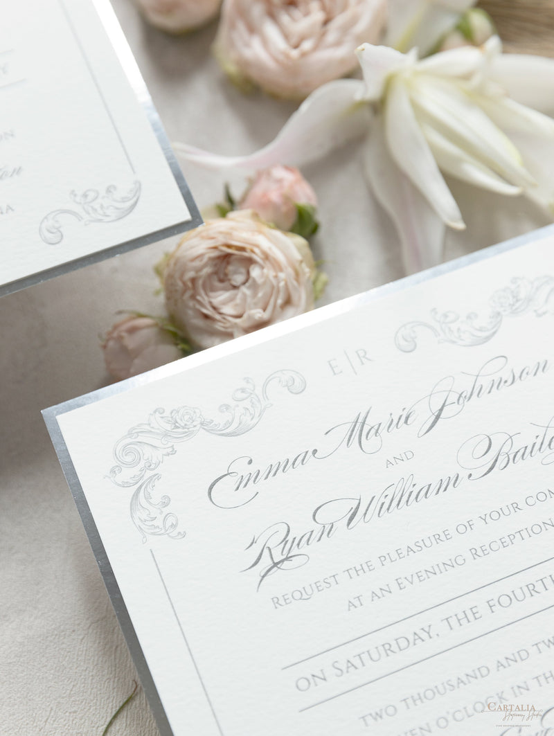 Square Regal Silver Evening invitation