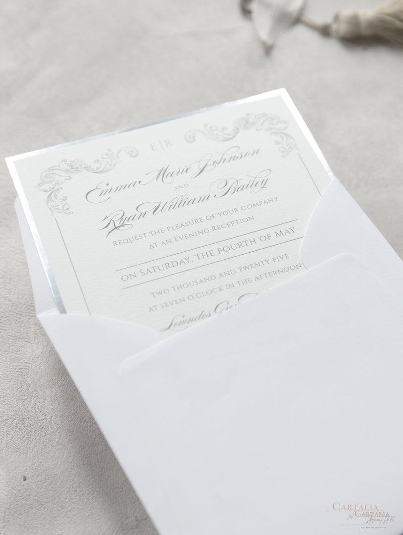 Square Regal Silver Evening invitation