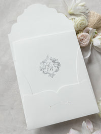 Regal Foil Square Folder with Deckled Edge Envelope Ivory Pocket with Foil Monogram Wedding Suite