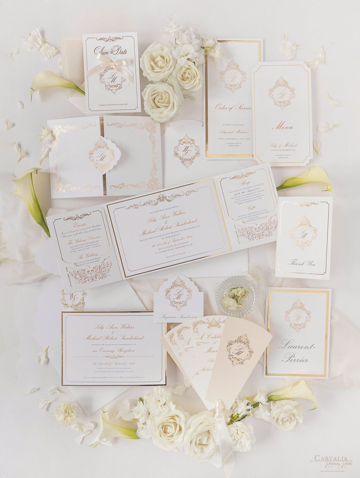 Deckled Edge Luxury Gold Foil Place card