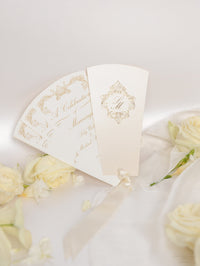 Wedding Petal Program Fan, Unique Order of Day, Order of Service, Unique Luxury Foil Monogram