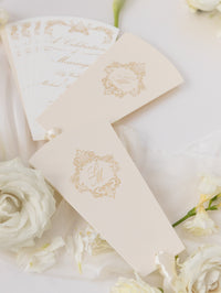 Wedding Petal Program Fan, Unique Order of Day, Order of Service, Unique Luxury Foil Monogram