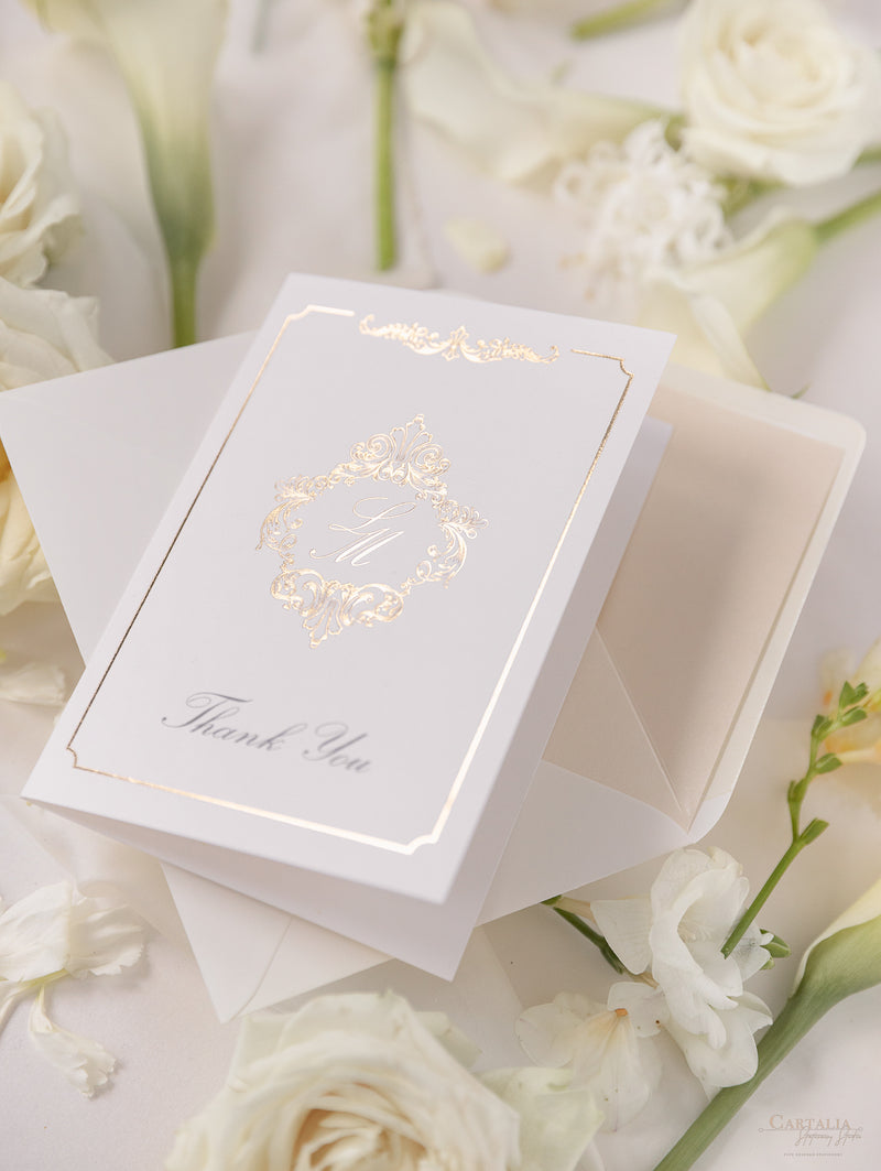 Luxury Gold Foil Thank You Cards & Envelopes