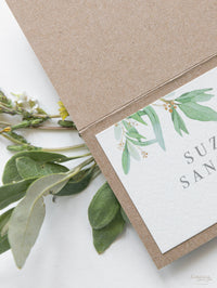 Greenery & Kraft Place Cards in Rustical Theme