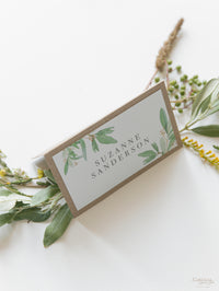 Greenery & Kraft Place Cards in Rustical Theme