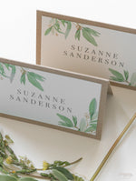 Greenery & Kraft Place Cards in Rustical Theme