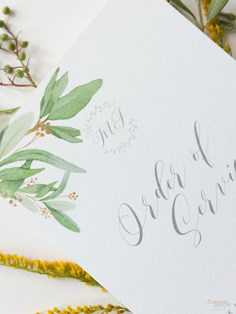 Greenery Foliage Order of Service / Order of the Day