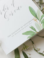 Greenery Foliage Order of Service / Order of the Day