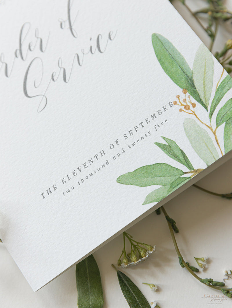 Greenery Foliage Order of Service / Order of the Day