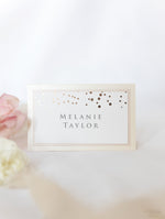 Classic Champagne and Rose Gold Confetti Place card