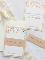 Triple Mounted Thick 670 gsm Blush Save the Date Classic Confetti Rose Gold Foil