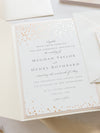 Classic Envelope Fold Invitation with Confetti Pocket Suite in Dusty Pink and Champagne
