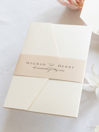 Classic Envelope Fold Invitation with Confetti Pocket Suite in Dusty Pink and Champagne