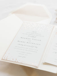 Classic Envelope Fold Invitation with Confetti Pocket Suite in Dusty Pink and Champagne