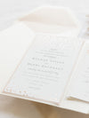Classic Envelope Fold Invitation with Confetti Pocket Suite in Dusty Pink and Champagne