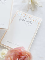Thank you Card matching to Classic Envelope with Confetti  in Dusty Pink and Champagne